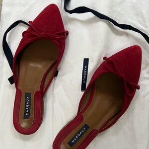 Margaux The ballet mule in ruby suede. Size 38 W
